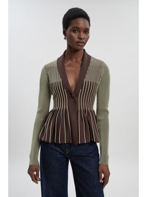 Contrast Stripe Peplum Knitted Jacket