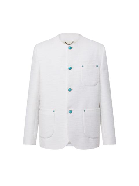 Chic Collarless Baby Llama And Wool-Blend Jacket