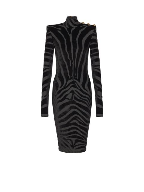 Short zebra-print velvet dress