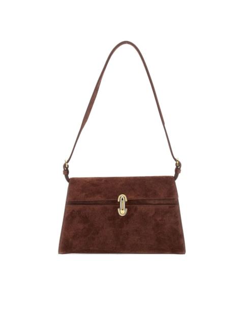 Symmetry suede shoulder bag