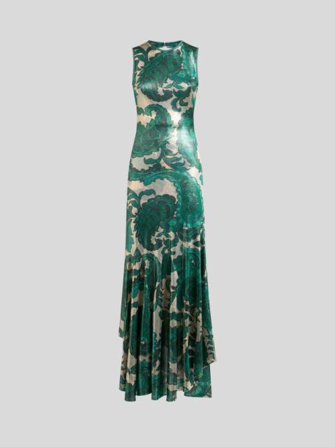 LAMINATED JERSEY DRESS WITH MAXI PAISLEY PRINT