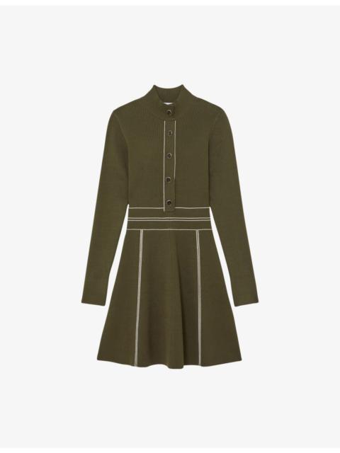 Alex Contrast-Stitch Stretch-Knit Mini Dress