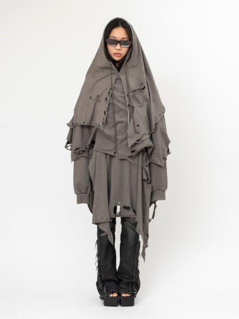 GREY DOUBLET PHANTOM FRAYED HOODIE