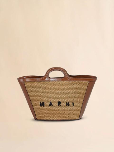 TROPICALIA SMALL BAG IN BROWN LEATHER AND RAFFIA