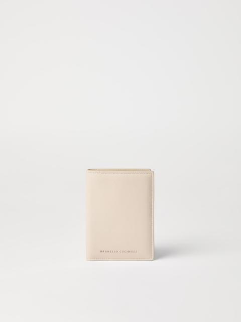 Grained leather passport holder