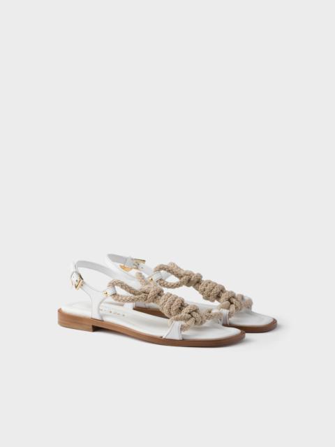 Flat leather and cord sandals