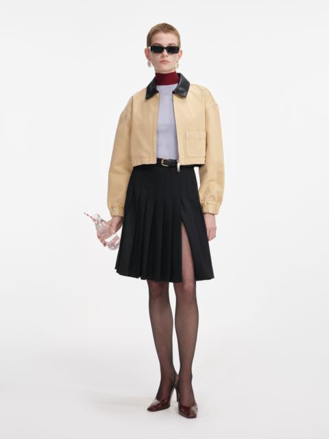 Beige Denim Cropped Jacket