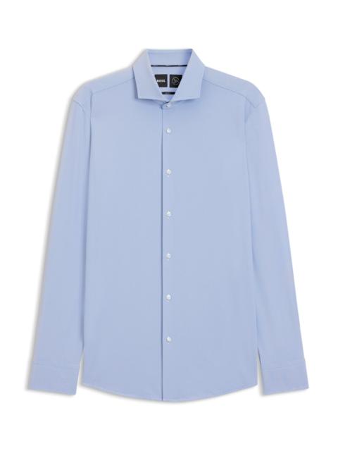 SLIM-FIT SHIRT IN STRUCTURED PERFORMANCE-STRETCH JERSEY