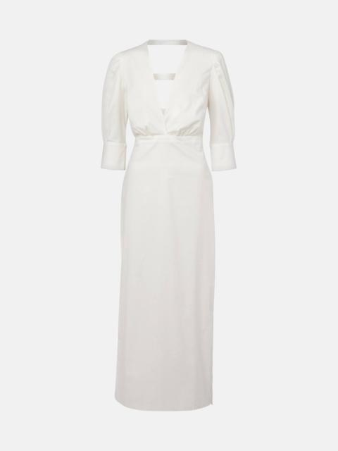 Puff-sleeve cotton maxi dress