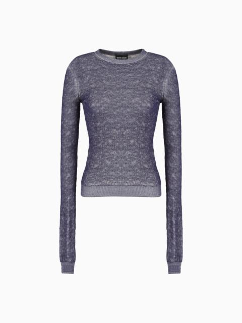 Denim Collection crew-neck jumper in viscose-blend waffle