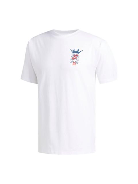 adidas originals Wehaultee Skateboard Printing Sports Round Neck Short Sleeve White EC7294