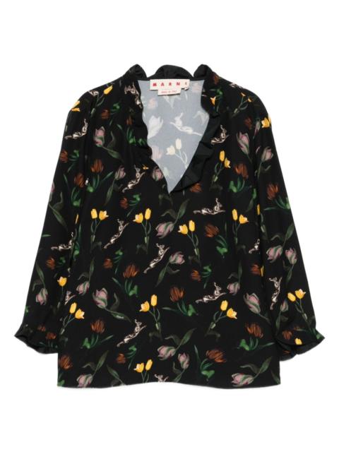 floral-print blouse