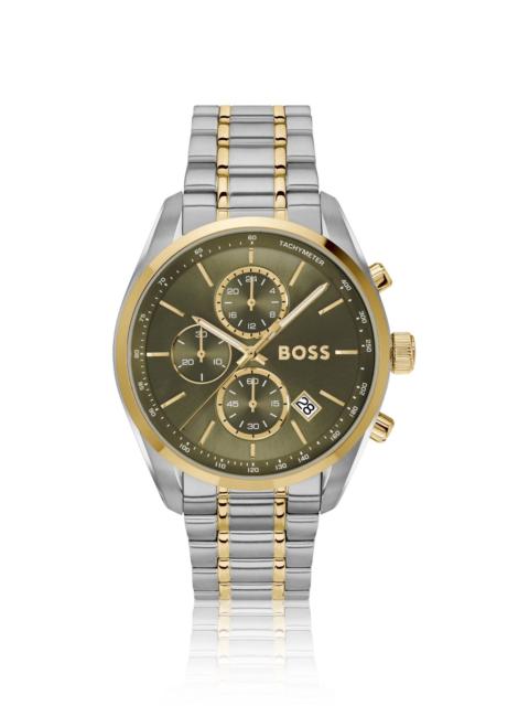 TWO-TONE CHRONOGRAPH WATCH WITH OLIVE DIAL
