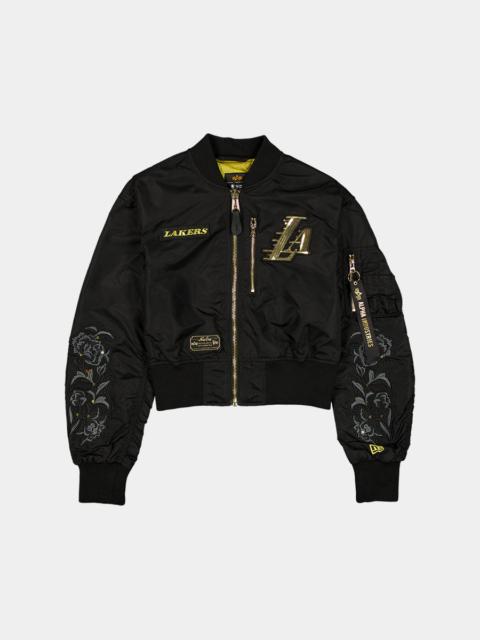 LOS ANGELES LAKERS X ALPHA X NEW ERA L-2B CROPPED BOMBER JACKET WOMENS