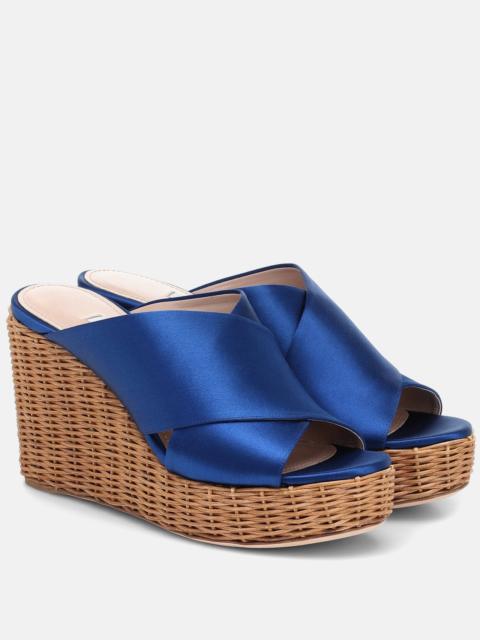 Satin wedge sandals