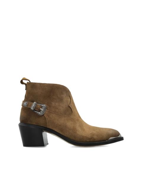 buckle heeled boots