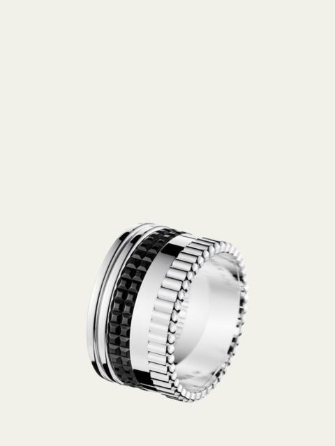 Quatre Large Ring in White Gold with Black PVD, Size 54