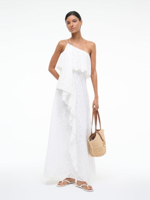 STAUD ISA DRESS WHITE EYELET