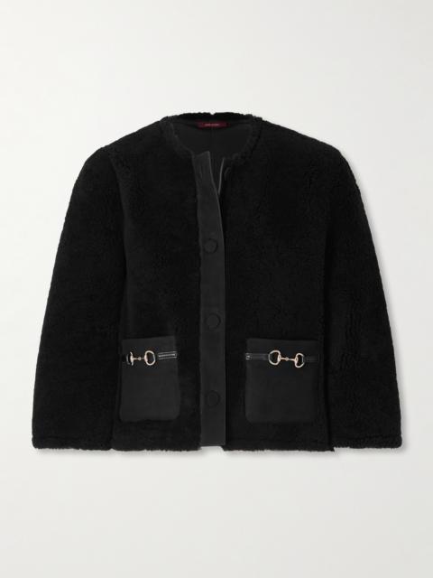 Cropped Horsebit-detailed Shearling Jacket