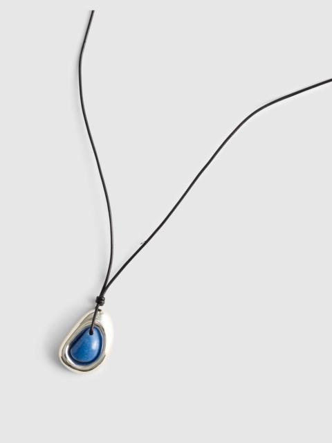 Semiprecious Sculptural Pendant Cord Necklace