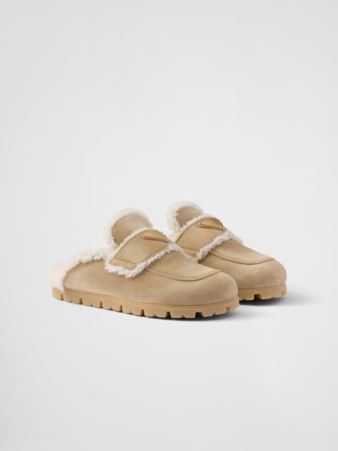 Suede and shearling slippers