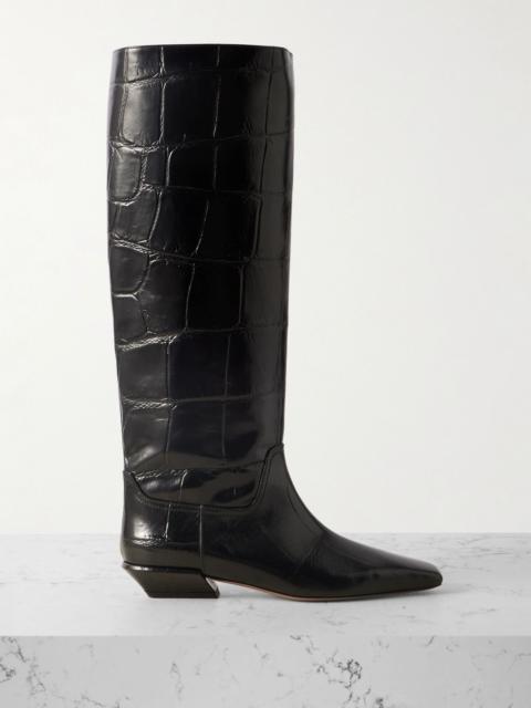 Bettina croc-effect leather boots Black