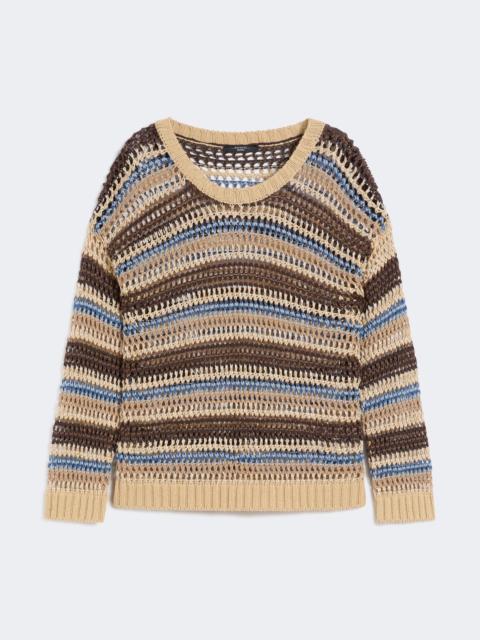 Linen and cotton yarn mesh jumper - BROWN