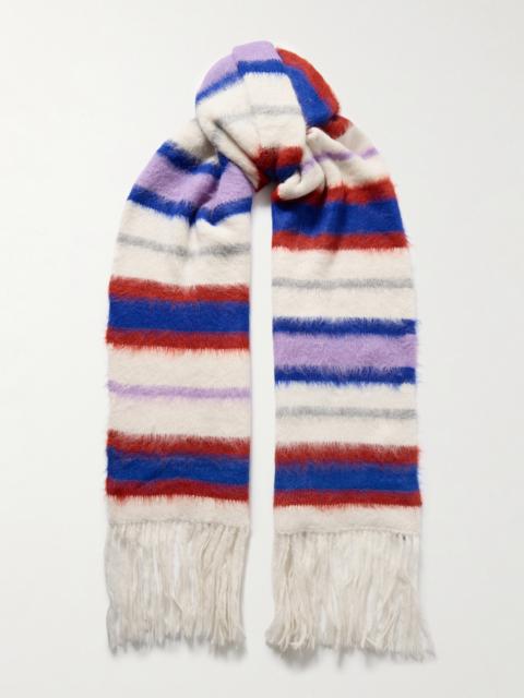 Thistle Fringed Striped Alpaca-blend Scarf