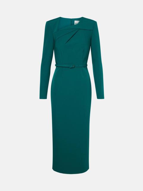 Belted crêpe midi dress