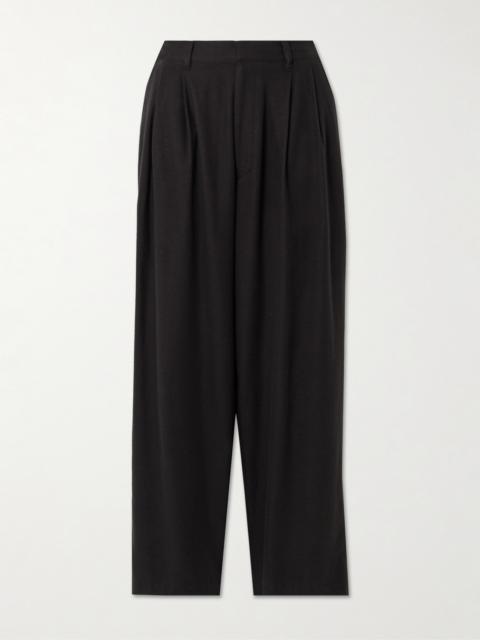 Pleated Silk-blend Flannel Wide-leg Pants