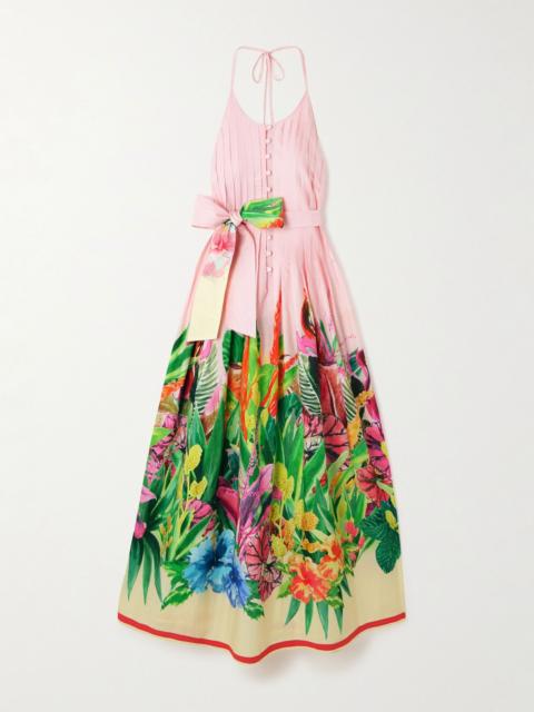 Patmos belted floral-print cotton-poplin halterneck maxi dress Multi