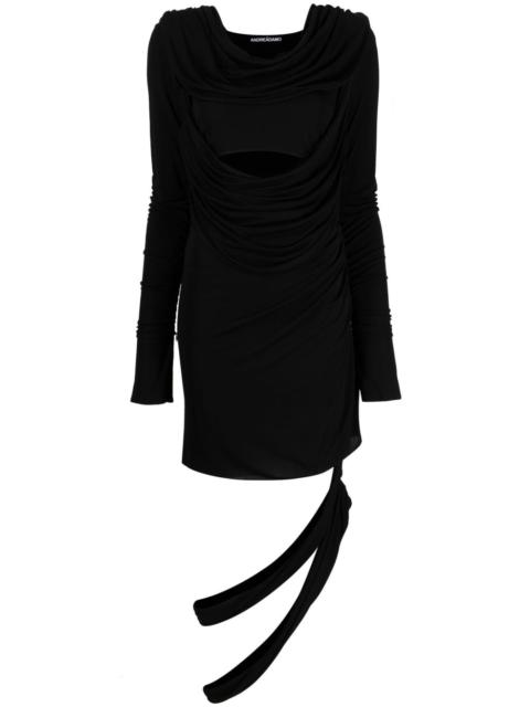 asymmetric draped cut-out dress