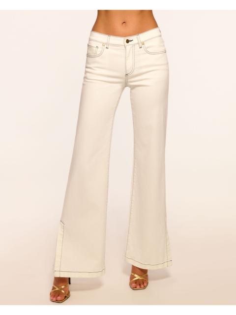 Tyra Contrast Mid-Rise Flare Jean