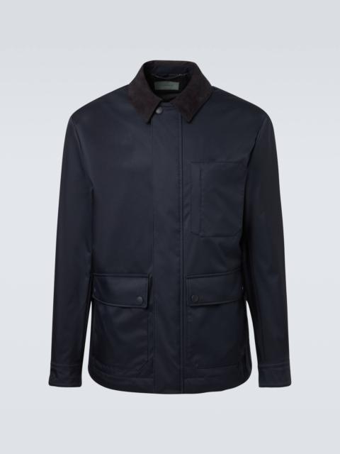 Suede-trimmed blouson jacket