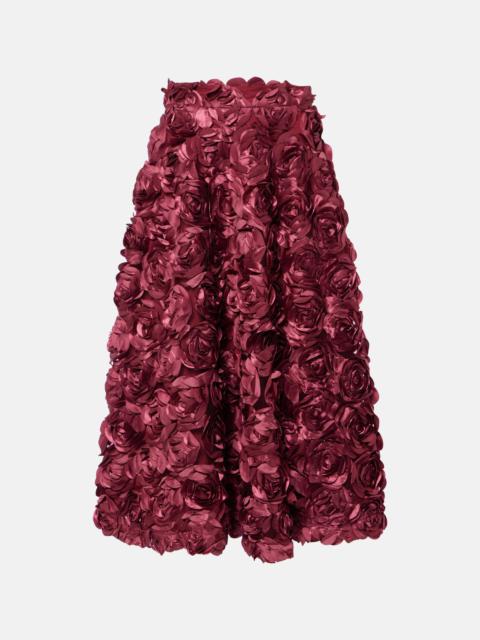 Sun floral-appliqué high-rise maxi skirt