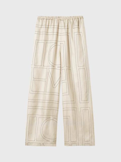 Monogram silk pj bottoms ivory