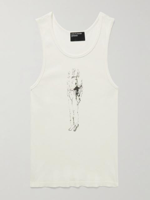 Bad Professor Logo-Print Ribbed Cotton Tank Top White