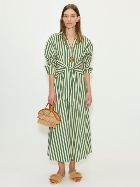 Loch Poplin Maxi Dress in Gummy Green/Ecru Stripe