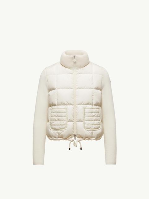 Square-Quilted Padded Wool Zip-Up Cardigan