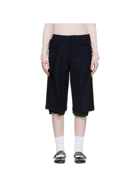 Black Wrap Over Bermuda Shorts