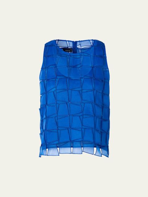 Embroidered Organza Sleeveless Blouse