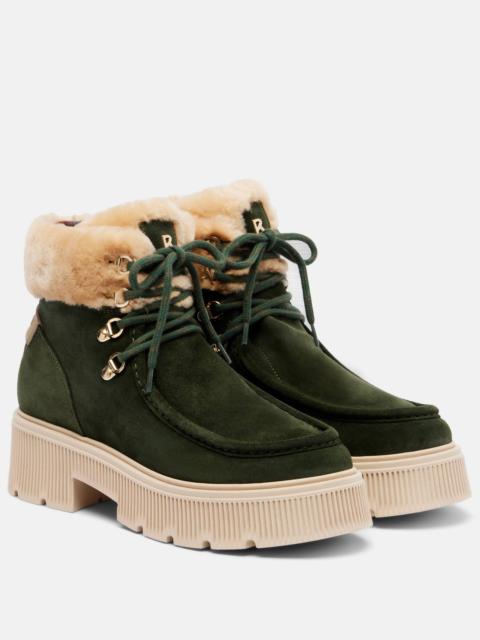 Turin shearling-trimmed suede lace-up boots
