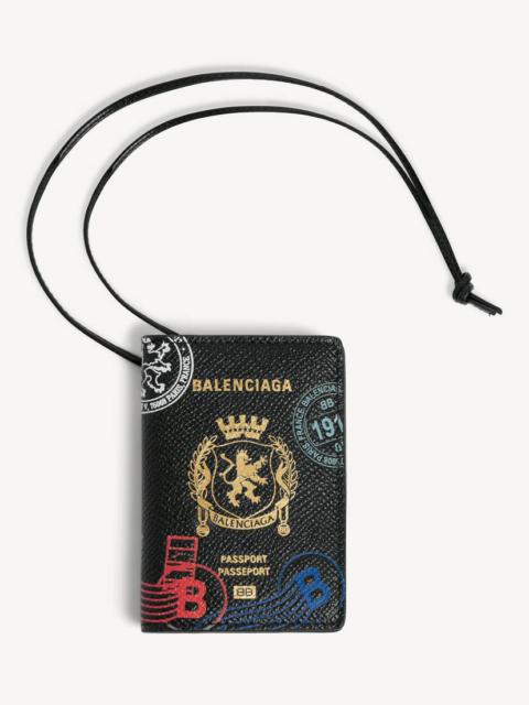 Men's Passport Card Holder Charm in Black/multicolor