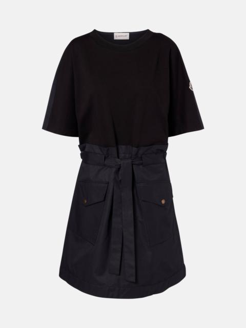 Belted cotton-blend jersey minidress