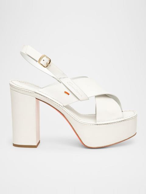 Tropez Leather Crisscross Platform Sandals