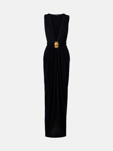 Embellished jersey maxi dress