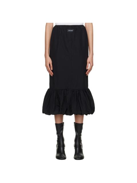 Black Recycled Nylon Mix Bubble Midi Skirt