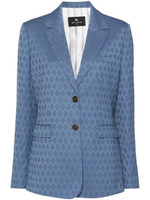 patterned-jacquard wool blazer