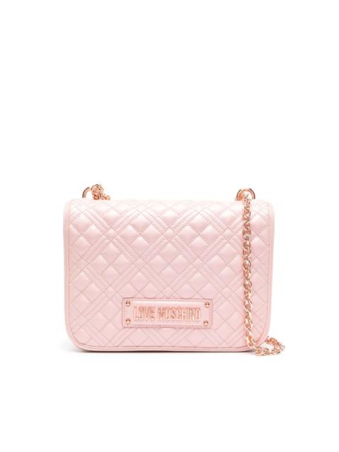 logo-plaque quilted shoulder bag