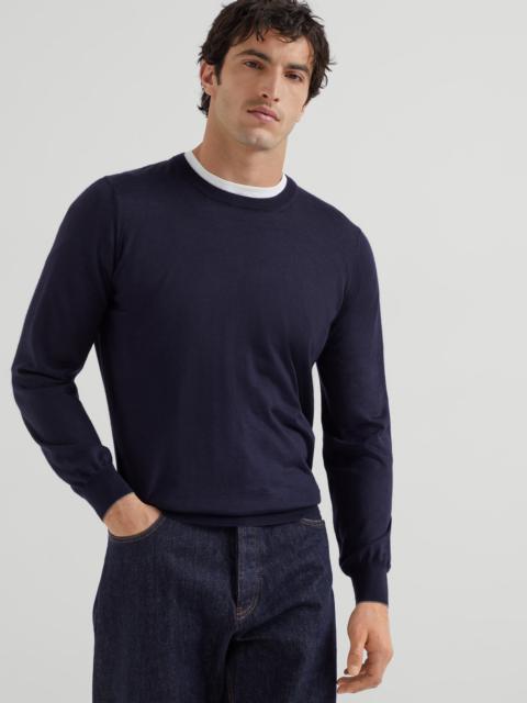 Lightweight cashmere and silk crew neck sweater